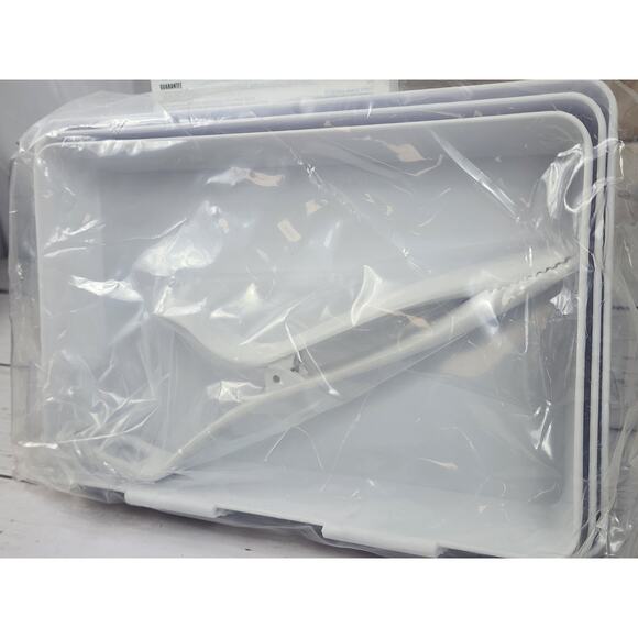 The Pampered Chef 3 White Coating Trays w/Thong Tool, New in Box - Picture 2 of 5